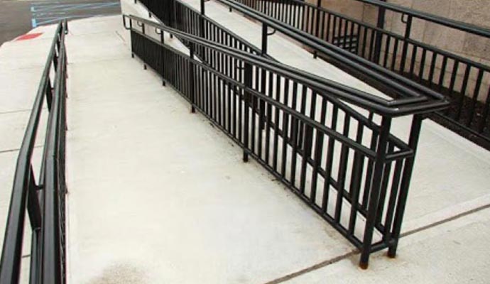 ADA compliant ramp with handrails ADA compliant ramp with handrails