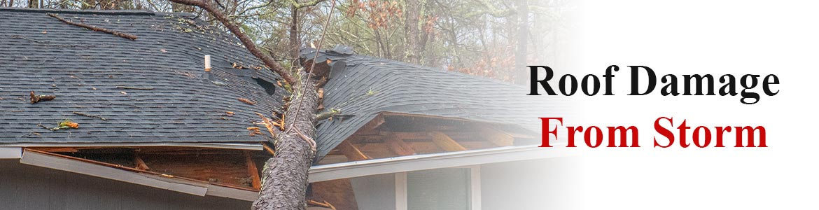 Banner of roof damage from storm