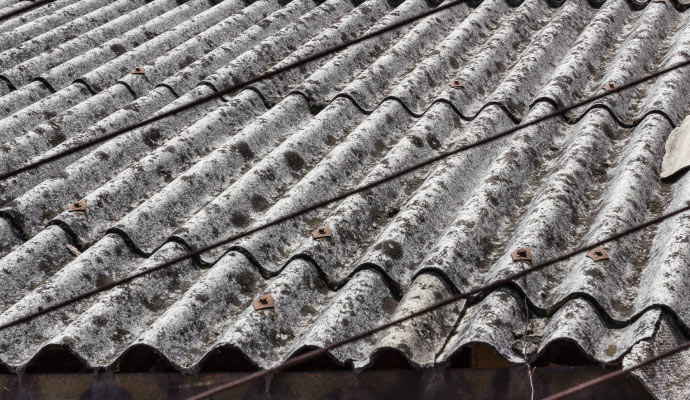 A corrugated asbestos roof