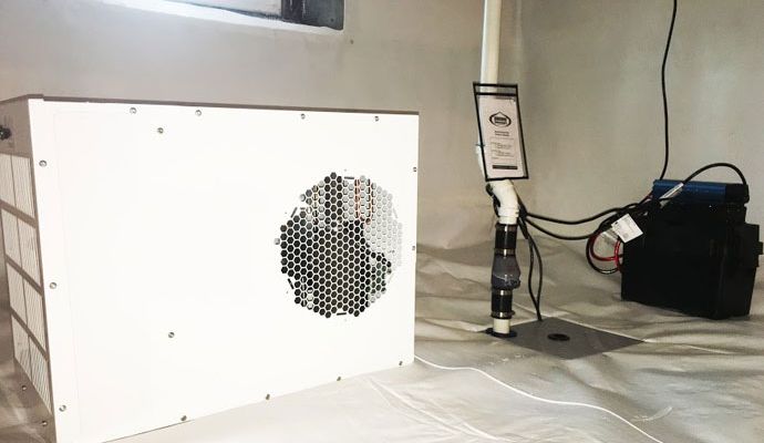 Dehumidification process in progress Professional dehumidification service in progress