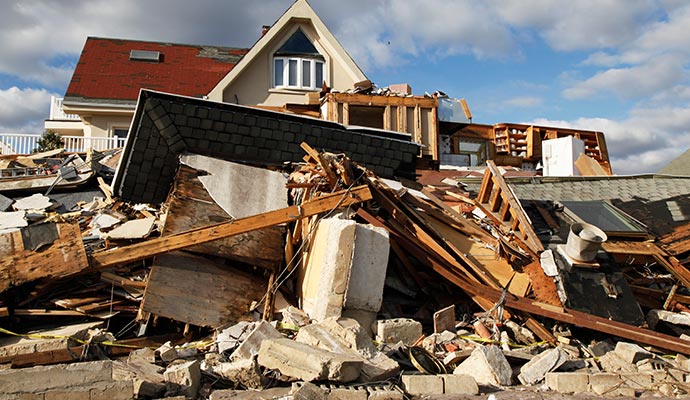 A house severely damaged by a storm