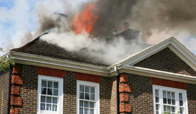 Fire damaged house