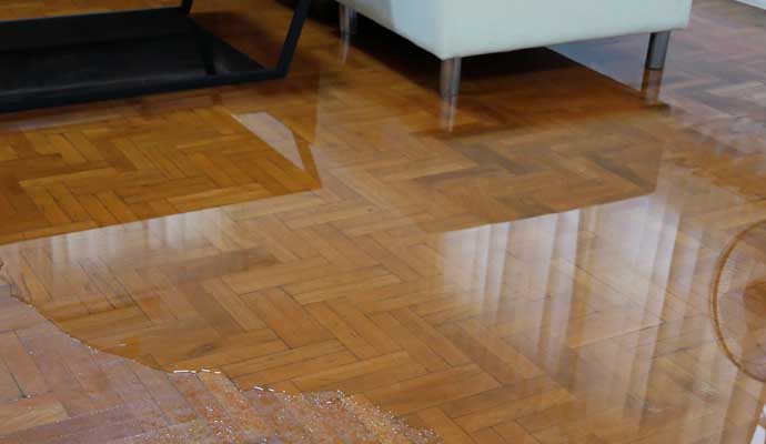 Flooded floor in the living room