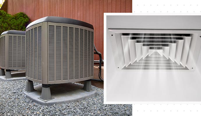 Outdoor HVAC units and indoor air vent