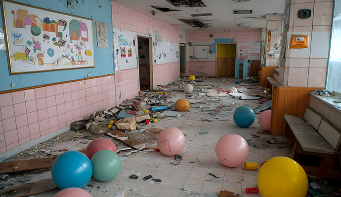 Storm damaged daycare center Storm damaged daycare center