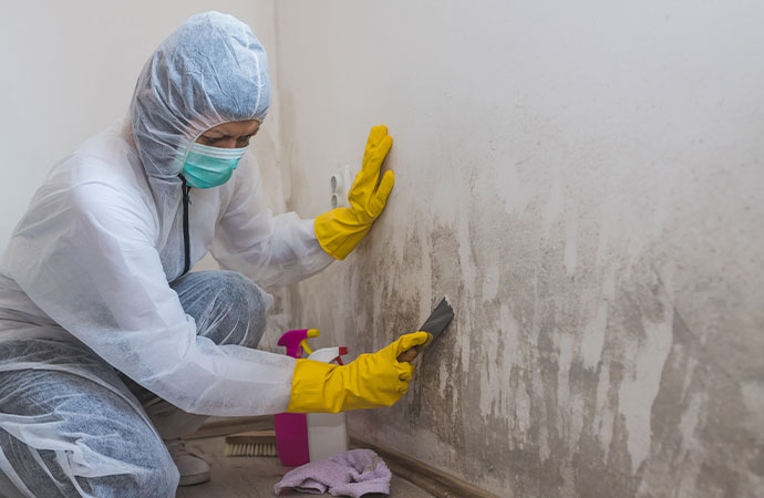 Expert restoring mold damaged wall