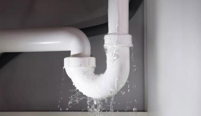 Water leaking from a pipe